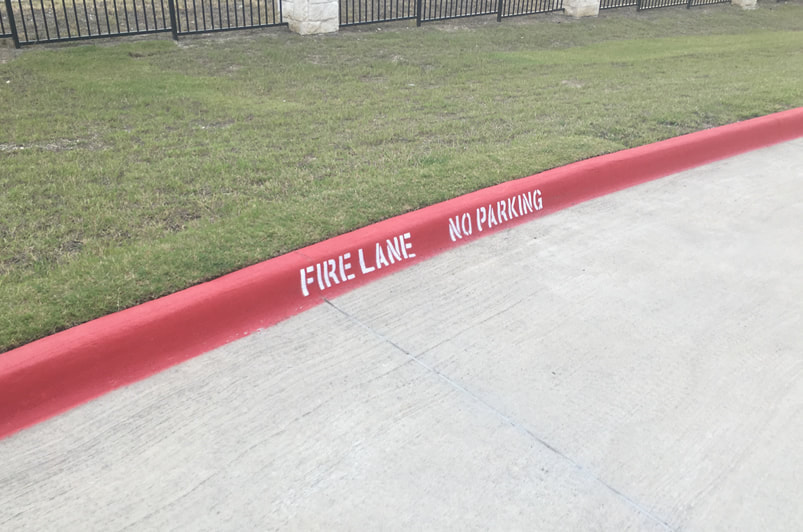 Fire lane and curb striping in Covington, Louisiana